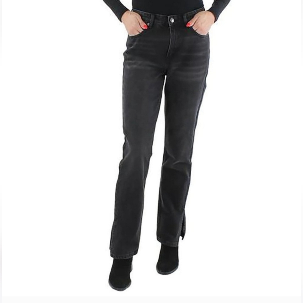 NWT Oat New York High Rise Straight Split Cuff Faded Black Jeans Denim Sz. 26
